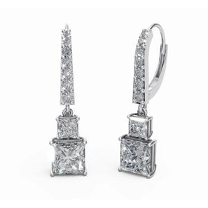Boucles d'oreilles en or 9KT de qualité supérieure, Princess Marina Lumina, diamants, taille princesse et ronde, bijoux de laboratoire, fournisseur en gros B2B, exportateur - Product Image 4