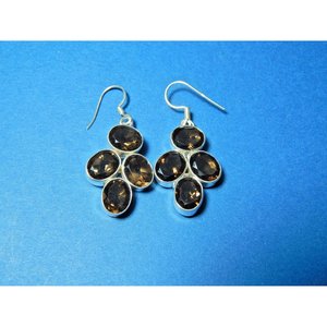 Pendientes de Plata de Ley 925 sólida hechos a mano, joyería de piedras preciosas de topacio ahumado Natural, regalo de moda para Her-E0626-GS - Product Image 3