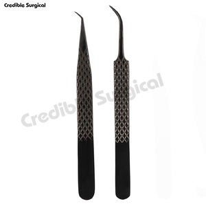 Pince à cils enduite de couleur noire de meilleure qualité Ensemble de 4 pinces à cils Outils de beauté personnalisés par Credible Surgical - Product Image 2