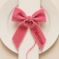 Anneau de serviette en velours personnalisé avec nœud, décoration de table personnalisée avec nœud brodé, décoration de table pour la Saint-Valentin, cadeau pour hôtesse, nœud de la Saint-Valentin