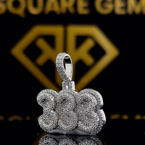 Joyería de hielo para hombre con número personalizado de Plata de Ley 925, colgante de Hip Hop chapado en oro y rodio con moissanita para niños - Product Image 1