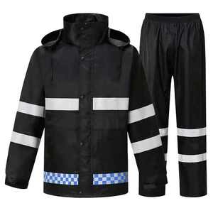 Conjunto de Impermeable de Seguridad Reflectante de Alta Visibilidad con Capucha y Logotipo Personalizado para Trabajadores de Tráfico y Construcción Vial - Product Image 5