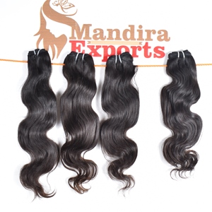 Extensions de cheveux humains indiens vierges bruts non traités en gros, qualité supérieure Remy, longs, noirs, ondulés, pour tissage, en vente - Product Image 3