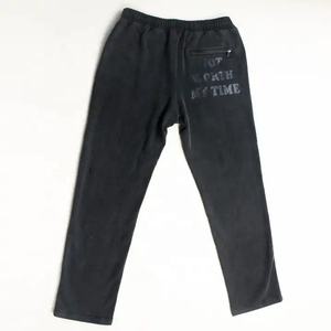 OEM ที่กําหนดเองด้อยแพทช์กางเกงแฟลร์Unisex Joggerติดตามกางเกงผ้าฝ้ายขนแกะกรดล้างดิบเฮ็มบานซ้อนกางเกงวอร์มผู้ชาย - Product Image 2