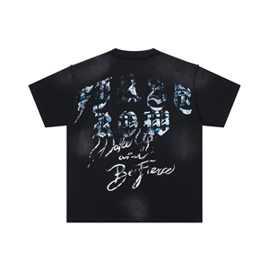 เสื้อยืดสตรีทแวร์ผู้ชายรุ่นใหม่ FIRST ROW ผ้าฝ้ายเนื้อหนา ประดับเพชรเทียม แฟชั่นอเมริกัน แบรนด์แฟชั่นสตรีท - Product Image 2