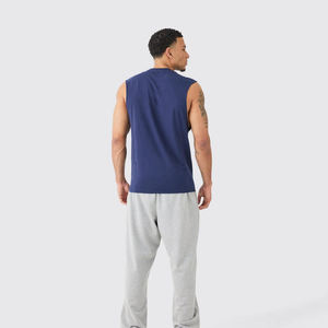 Camiseta sin Mangas Ajustada para Hombre, Mezcla de Algodón, Tejido de Punto, Secado Rápido, Personalizable, Ropa Deportiva de Culturismo, Envío Rápido, Venta al por Mayor - Product Image 3