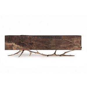 Mesa central de consola chapada en oro de Metal clásico, tapa de mármol decorativa de lujo, decoración del hogar, muebles de mesa de consola central de gran tamaño - Product Image 2