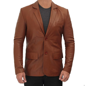 Chaqueta informal ajustada de estilo británico de cuero genuino 100% de alta calidad para hombre, chaqueta de negocios de invierno con bolsillos y forro transpirable - Product Image 1