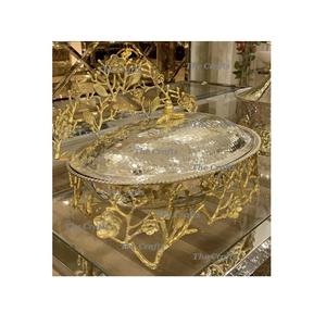 จานอุ่นอาหารสแตนเลสสตีลสำหรับเสิร์ฟอาหารสไตล์คลาสสิกสีเงิน/สีทอง - Product Image 4