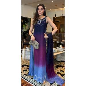 Trendy Purple Chiffon Floral Print Women's Two-Piece Dress Casual Hooded Short <b>Tops</b> <b>Rhinestone</b> Decoration Short Pants for Autumn - Product Image 4