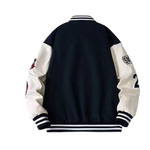 Veste de baseball vintage personnalisée pour hommes entièrement brodée Letterman Varsity Chenille imprimé cuir uni à capuche fourrure double plumes - Product Image 6