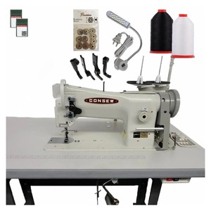 Machine à coudre industrielle CONSEW 206RB à double aiguille, plate, à pied mobile, à commande manuelle pour la couture de vêtements et l'usage domestique - Product Image 2