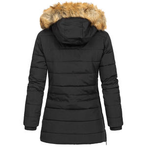 Puños elásticos de lujo elegante mujer ropa de invierno Parka chaqueta con cremallera cómoda piel con capucha chaqueta especial de invierno parches personalizados - Product Image 3