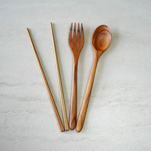 Juegos de cubiertos de madera de mesa con palillos, cubiertos de madera para cocina, hogar, Hotel, restaurante, mango de diseñador, uso de cubiertos de madera - Product Image 1