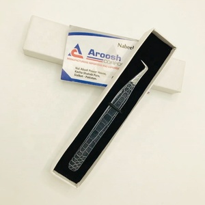 Pince à épiler en acier inoxydable de volume russe à 90 degrés Extension de cils pointus en fibre enduite de papier crocodile de haute qualité - Product Image 6