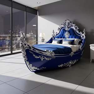 Juego de Muebles de Dormitorio de Madera de Estilo Europeo, Color Negro Real, Tamaño Completo, con Cabecera Acolchada Moderna y Mesitas de Noche, Personalizable, Estilo Londres - Product Image 6