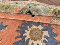 Tapis noué artisanal en laine marocaine abstraite orange pour intérieurs de maison et de bureau, écologique, antidérapant, à poils ras, en latex, meilleur prix de gros