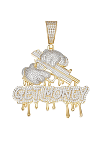Get Money Moissanite Pendant with Dripping Gold Effect for Parties Gold & Rhodium Plated - Product Image 2