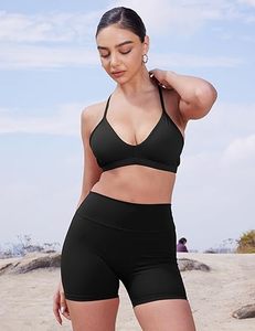 Women's High-Waisted Biker Shorts <b>Tummy</b> <b>Control</b> Spandex Workout Gym Shorts Breathable Plain Dyed Yoga Athletic Shorts Pockets - Product Image 2