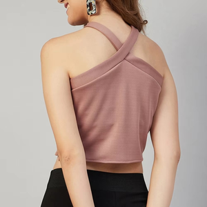 Logo personnalisé 2025 été dos nu haut court en gros logo personnalisé coton respirant femmes haut court débardeur - Product Image 2