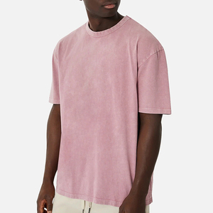 T-shirt à manches courtes à col rond lavé vintage pour hommes de qualité supérieure 100% coton t-shirt vierge avec logo personnalisé - Product Image 3