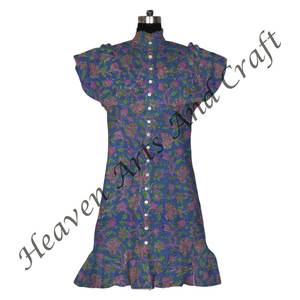 Túnica de Kurti con estampado de bloque de mano de algodón/Ropa Étnica/ropa de India y Pakistán Ropa Étnica transpirable túnica superior - Product Image 4