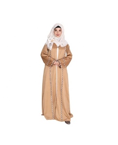 Veste décontractée moderne style Abaya style Dubaï Turquie Abaya ouverte matière en lin miroir exquis travail vêtements traditionnels musulmans - Product Image 3