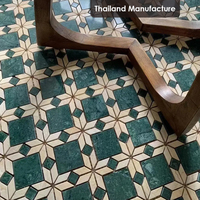 Centurymosaic Mosaïque de carreaux en marbre naturel vert foncé et beige mélangé pour cuisine et salle de bain, pour murs et sols, fabriqué en Thaïlande