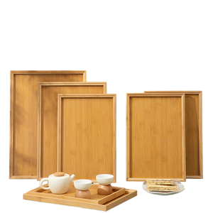 Plateau de service portable en bambou moderne orange, design détachable, finition laquée, plateau rectangulaire unique, exportations mondiales, multi-usages - Product Image 1