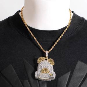 Fabuloso colgante de Hip Hop completamente helado personalizado 10 CTW brillante moissanita rodio plateado oro blanco 925 plata esterlina - Product Image 4