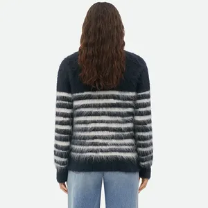 Custom Embroidery Women's <b>Cardigan</b> <b>Sweater</b> Anti-Wrinkle Premium Quality Breathable Knitted Wool Blends V-neck Covered Button - Product Image 3