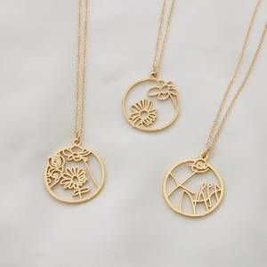 สร้อยคอโซ่แบบวาดลวดลายสวยงามสร้อยคอศิลปะทำเองได้ภาพศิลปะทำโลโก้เครื่องประดับของขวัญที่ระลึกสำหรับสร้อยคอแม่ - Product Image 1