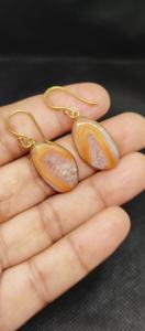 Pendientes de Ágata Natural de Botswana, Pendientes de Piedras Preciosas de Latón Hechos a Mano para Mujer - Product Image 3