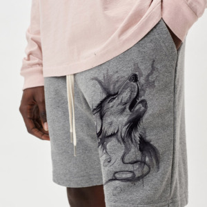 Comfort Elastic Waistband Men's <b>Shorts</b> Front High Street Style 100% Polyester French Terry <b>Tech</b> Fleece Solid Pattern Waterproof - Product Image 3
