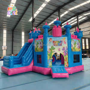 Château Gonflable Princesse Commercial Combo avec Toboggan, Bleu <span class=keywords><strong>Rose</strong></span> Jumping Castle pour Location Anniversaire Filles - Product Image 2