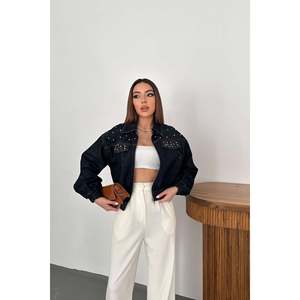 Short <b>Denim</b> <b>Jacket</b> with Blue Stones - Blue - Product Image 1