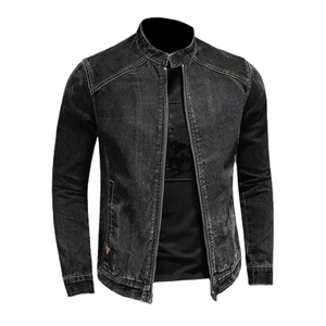 Chaqueta Bomber Vintage de alta calidad para hombre, ropa de abrigo con cuello levantado y algodón negro, estilo vaquero informal para motociclista para invierno - Product Image 4