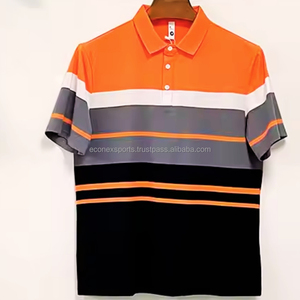 Polo de sport Econex pour homme, col rayé, manches courtes, tissu respirant, fournisseur de polos - Product Image 3