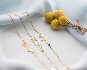 Delicado oro Flor de nacimiento pulsera mujer plata diciembre piedra de nacimiento pulsera acebo pulsera con piedra de nacimiento flor encanto - Product Image 5