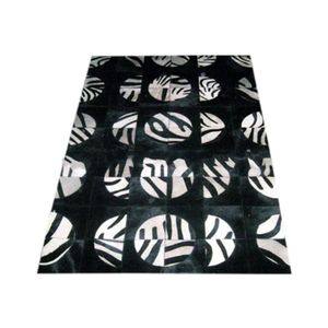 Alfombra de Cuero Vacuno Bordada a Mano, Elegante, Moderna y de Lujo, Resistente al Fuego, Ecológica, Apta para Mascotas, Antimicrobiana y Antideslizante - Product Image 1