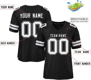 Maillots de football américain sublimés Clubwear Sportswear Polyester Mesh Quick Dry Sleeve Stripes Team Logo Name Numbers Printing - Product Image 6