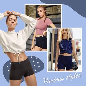 Venta al por mayor de las mujeres de cintura alta Jogger Correr Poliéster Atlético Entrenamiento Yoga Custom Biker Booty Gym Shorts - Product Image 5