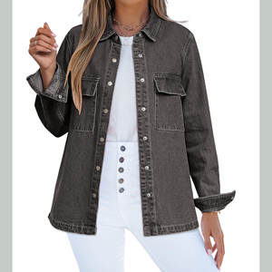 Camisa Vaquera de Mezclilla 100% Algodón Transpirable de Alta Calidad Personalizada para Mujer, Ajustada, Elástica, Transpirable, con Diseño Único - Product Image 1