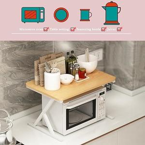 ชั้นวางไมโครเวฟแบบปรับได้ทำมือ2ชั้นวางบนเคาน์เตอร์อุปกรณ์ครัวประหยัดพื้นที่สำหรับบ้านโรงแรมร้านอาหาร - Product Image 4