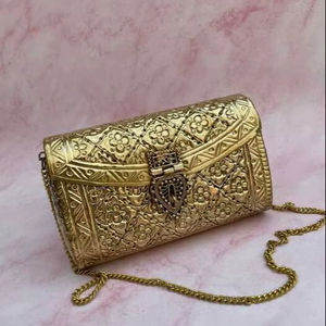 Sac à bandoulière en métal mosaïque plaqué or pour femme, pochette unique, perle plaquée or, charme luxueux, pochette de soirée pour femme, bijoux de mode pour mariage - Product Image 1