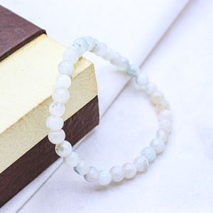 Bracelet de pierre de lune lisse ronde naturelle à la mode en gros pour les femmes perles blanches bijoux en forme de rondelle extensible - Product Image 3