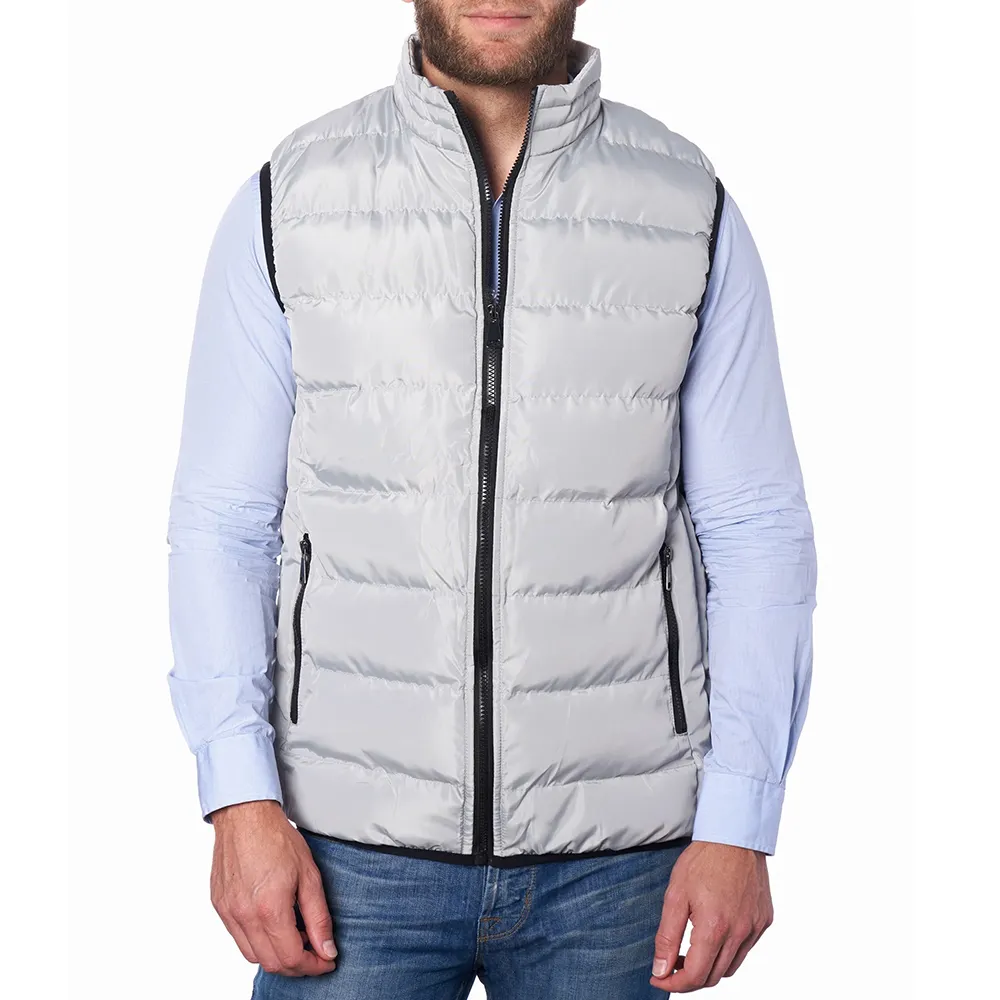 Pakistan Made Men's Puffer Vest Light Gray Color Puffy waistcoat Durable Casual Wear Vest For Adults