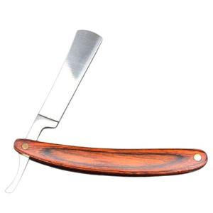 Mango de madera Borde recto Acero inoxidable Maquinilla de afeitar de peluquero personalizada Maquinilla de afeitar plegable - Product Image 1