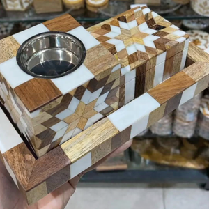 Premium Eco-Friendly Wood & Bone Inlay Bakhoor Burner <b>Matching</b> <b>Box</b> Clear Acrylic Tray for Arabic Incense Religious Home Decor - Product Image 6