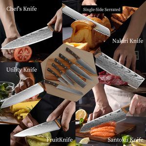 Commandes en gros personnalisées ensemble de services OEM ODM couteau en acier inoxydable Pakka manche en bois ensemble de couteaux de cuisine de style japonais - Product Image 4